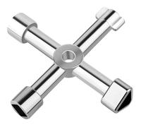 Clé en Croix 4 Profils Multifonction, Alliage Zinc Armoire Électrique/Compteur, Clé Universelle Argent