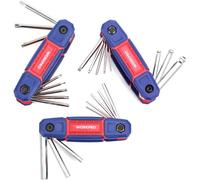 Cle Hexagonale en Cr-V Portative 24 Pieces WORKPRO, Cle Allen de Bonne Finition avec Tete Plate, Spherique, Torx pour Reparation et Assemblage