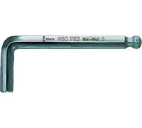 Cle male coudee WERA chrome 6 pans avec tete spherique, 8,0x112mm, court