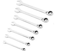 Clé Mixte à Cliquet Réversible Stanley Fatmax, Jeu de 7 Pièces, 8 à 19 mm, Acier Chrome Mat
