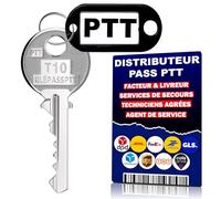 CLÉ PASS PTT T10 | CLÉ PASSE PARTOUT UNIVERSELLE POUR OUVERTURE SERRURES DE BOÎTES AUX LETTRES ET PORTES D’IMMEUBLES | PASSE ESSENTIEL POUR LIVREURS ET FACTEURS | MARQUE 100% FRANÇAISE