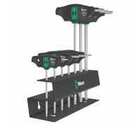 Cle torx manche en t wera 467 hex plus noir-vert (avec support) (set 7 pieces)