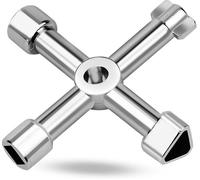 Clé universelle 4 voies - ZEMINPEOEL - 4 en 1 - Alliage zinc - Multifonctions (carré/triangle/bouton) - Antirouille