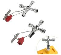 Clé Universelle Multifonctionnelle 2 Pièces 4 Voies Clé Pompier Multifonction Triangle Poubelle pour Armoires