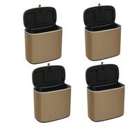 CLEADONG Lot de 4 poubelles suspendues de 5 l - Petite poubelle de cuisine | En acier inoxydable - Montage sans perçage - Imperméable et inoxydable - Avec compartiment désodorisant intégré - Pour