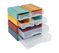 CLEADONG Organiseur de bureau avec 6 tiroirs - 34 x 25 x 33 cm | En polypropylène - Design empilable - Charge maximale de 2 kg - 2 tailles - Fermeture à pression - Pour bureau, école, maison