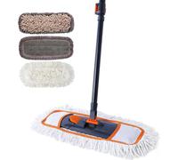 CLEANHOME Lot de 3 serpillières humides et sèches Pads de haute qualité & manche extensible