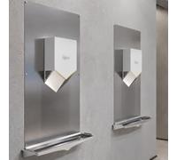 CLEANTEC Bundle avec Dyson Airblade V HU02 Blanc, plaque arrière en inox et bac récupérateur amovible pour sanitaires professionnels