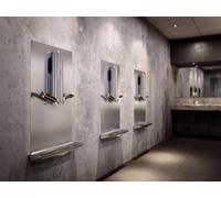 CLEANTEC Bundle avec sèche-mains Dyson Airblade 9kJ HU03, panneau arrière en acier inoxydable et bac d'égouttement - Mode éco, HACCP, pour toilettes commerciales