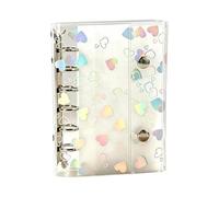Clear Binder Cover - 7.5 Inch Transparent Covers For Loose Leaf Notebooks | Pvc Budget Notebook Casing Heart Pattern | Project Plan Cover Double Closure Replaceable Case. Pvc Metal.