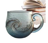 Clear Glass Coffee Mugs 9 X 12 X 9 Cm Wave Design 300ml Cup Water Bottle