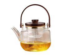 Clear Pitcher With Lid And Wooden Scald-proof Handle - 1L Glass Teapot