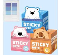 Clear Sticky Notes, Translucent Writing Tabs, Glitter Memo Note Set, Translucent Annotation Tabs, 105 Sheets 3 Set Animal Fruit Pull Out for Book Journal Planners，Animal group
