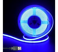 Clearhill 5V USB COB LED Strip Lights,Blue,8mm Width 320LEDs/m,8W/m,CRI90,9.84FT/3M,Electroplated Double-Sided Panel Light Strip,Waterproof IP20,Flexible Strip for Indoor Decoration