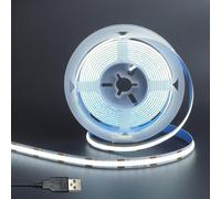 Clearhill 5V USB COB LED Strip Lights,Cool White 6500K,8mm Width 320LEDs/m,8W/m,CRI90,9.84FT/3M,Electroplated Double-Sided Panel Light Strip,Waterproof IP20,Flexible Strip for Indoor Decoration