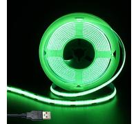 Clearhill 5V USB COB LED Strip Lights,Green,8mm Width 320LEDs/m,8W/m,CRI90,16.4FT/5M,Electroplated Double-Sided Panel Light Strip,Waterproof IP20,Flexible Strip for Indoor Decoration