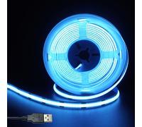 Clearhill 5V USB COB LED Strip Lights,IceBlue,8mm Width 320LEDs/m,8W/m,CRI90,6.56FT/2M,Electroplated Double-Sided Panel Light Strip,Waterproof IP20,Flexible Strip for Indoor Decoration