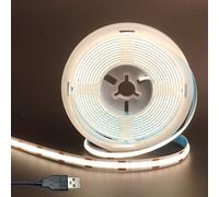 Clearhill 5V USB COB LED Strip Lights,Natural White 4000K,8mm Width 320LEDs/m,8W/m,CRI90,16.4FT/5M,Electroplated Double-Sided Panel Light Strip,Waterproof IP20,Flexible Strip for Indoor Decoration