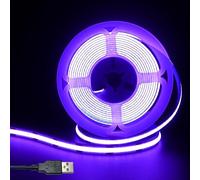 Clearhill 5V USB COB LED Strip Lights,Purple,8mm Width 320LEDs/m,8W/m,CRI90,6.56FT/2M,Electroplated Double-Sided Panel Light Strip,Waterproof IP20,Flexible Strip for Indoor Decoration