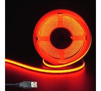 Clearhill 5V USB COB LED Strip Lights,Red,8mm Width 320LEDs/m,8W/m,CRI90,16.4FT/5M,Electroplated Double-Sided Panel Light Strip,Waterproof IP20,Flexible Strip for Indoor Decoration