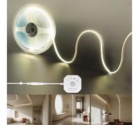 Clearhill Bande LED 12V avec détecteur de mouvement PIR et variateur 320LED,2 modes d'éclairage jour/nuit,temporisation et luminosité réglables,16,4pieds/5m,blanc naturel 4000K,largeur 8mm