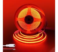 Clearhill Bande LED COB 12V 16,4pieds/5m (Sans alimentation),Rouge,320LEDs/m,avec connecteur femelle DC 5521 et fils rouge/noir,largeur 8mm,IP20,pour décoration intérieure et bricolage