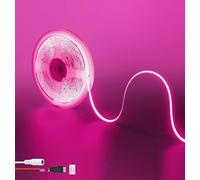 Clearhill Bande LED COB 12V 6,56pieds/2m (Sans alimentation),Rose,320LEDs/m,avec connecteur femelle DC 5521 et fils rouge/noir,largeur 8mm,IP20,pour décoration intérieure et bricolage
