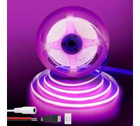 Clearhill Bande LED COB 12V 9,84 pieds/3m (Sans alimentation),Violet,320LEDs/m,avec connecteur femelle DC 5521 et fils rouge/noir,largeur 8mm,IP20,pour décoration intérieure et bricolage