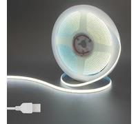 Clearhill Bande LED COB USB 5V,3,28pieds/1m,blanc froid 6500K,400LEDs/m,largeur 5mm,non étanche IP20,câble USB de 1m,bande LED flexible pour décoration intérieure et bricolage