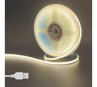 Clearhill Bande LED COB USB 5V,6,56pieds/2m,blanc neutre 4000K,400LEDs/m,largeur 5mm,non étanche IP20,câble USB de 1m,bande LED flexible pour décoration intérieure et bricolage