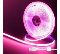 Clearhill Bande LED COB USB 5V,6,56pieds/2m Rose,320LEDs/m,largeur 8mm,non étanche IP20,câble USB de 1m,bande LED flexible pour décoration intérieure et bricolage