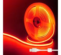 Clearhill Bande LED COB USB 5V,9,84pieds/3m Rouge,320LEDs/m,largeur 8mm,non étanche IP20,câble USB de 1m,bande LED flexible pour décoration intérieure et bricolage