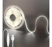 Clearhill Bande LED COB USB 5V avec interrupteur dimmable,6,56pieds/2m,blanc froid 6500K,320LED/m,largeur 8mm,non étanche IP20,câble USB avec interrupteur 1,5m,pour décoration intérieure DIY