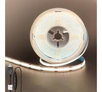 Clearhill Bande LED COB USB 5V avec Interrupteur Variateur,Blanc neutre 4000K,largeur 8mm 320LEDs/m,CRI90,6,56pieds/2m,Panneau Double Face Électrodéposé,Étanche IP20,pour Décoration Intérieure
