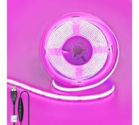 Clearhill Bande LED COB USB 5V avec Interrupteur Variateur,Rose,largeur 8mm 320LEDs/m,8W/m,CRI90,9,84pieds/3m,Panneau Double Face Électrodéposé,Étanche IP20,pour Décoration Intérieure