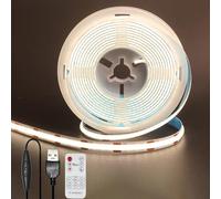 Clearhill Bande LED COB USB 5V largeur 8mm avec Télécommande Variateur,Blanc neutre 4000K,320LEDs/m,8W/m,CRI90,16,4pieds/5m,Panneau Double Face Électrodéposé,IP20,pour Décoration Intérieure