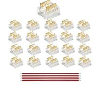 Clearhill Connecteurs 2 broches 10mm 20 pièces à assemblage par pression pour bandes COB LED,ultra-plats,connecteurs bande à bande ou bande-fil pour bandes monocolores 5V/12V/24V,borne transparente.