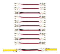 Clearhill Connecteurs 2 broches 8mm 10 pièces à assemblage par pression pour bandes COB LED,ultra-plats,double extrémité bande-fil avec connecteur câblé 10 cm pour bandes monocolores 5V/12V/24V