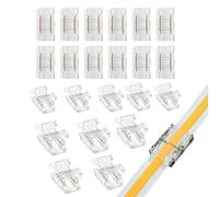 Clearhill Connecteurs 2 broches pour bandes LED,20 pièces 8mm,adaptateur rapide sans soudure pour bandes monocolores 5V/12V/24V PVC et cuivre durables,borne transparente pour connexion sécurisée