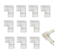 Clearhill Connecteurs 3 broches 10mm 10 pièces transparents sans soudure en L pour bandes COB LED,jonctions d'angle à 90° pour bandes double couleur 5V/12V/24V,pas de soudure requise