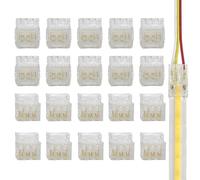 Clearhill Connecteurs 3 broches 10mm 20 pièces transparents sans soudure pour bandes LED,connecteurs bande-fil,pour bandes double couleur 5V/12V/24V,pas de soudure requise,connexion sécurisée.