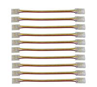 Clearhill Connecteurs 3 broches 8mm 10 pièces pour bandes COB LED,double extrémité bande-fil sans soudure avec connecteur câblé 10cm,pour bandes double couleur 5V/12V/24V,pas de soudure requise