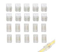 Clearhill Connecteurs 3 broches 8mm 20 pièces transparents sans soudure pour bandes LED,connecteurs bande à bande,pour bandes double couleur 5V/12V/24V,pas de soudure requise