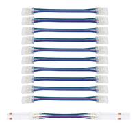 Clearhill Connecteurs 4 broches 10mm 10 pièces pour bandes COB LED,double extrémité bande-fil sans soudure avec connecteur câblé 10cm,pour bandes double couleur 5V/12V/24V
