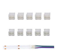 Clearhill Connecteurs 4 broches 10mm 10 pièces transparents sans soudure pour bandes LED,connecteurs bande-fil,pour bandes double couleur 5V/12V/24V,pas de soudure requise,connexion sécurisée.