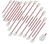 Clearhill Connecteurs 8mm pour bandes COB LED,2 broches 20 pièces sans soudure bande-fil + câble 10 cm connexion sans interstice pour bandes COB LED monocolores 8mm