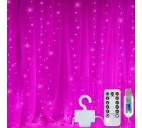 Clearhill Guirlande Rideau 3x3,300 LED Rose,8 Modes,Lumière Suspendue Féerique avec Télécommande et Minuterie,Alimentée par USB,Étanche pour Décoration Intérieure/Extérieure - Chambre,Mariage,Fête