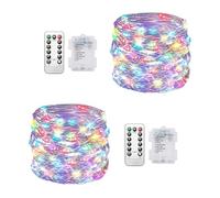 Clearhill Guirlandes Lumineuses Féeriques Lot de 2,10 m (32,8 pi) 100 LED,Guirlandes Scintillantes Fonctionnant sur Piles (Non incluses) avec Télécommande,8 Modes,Minuterie et Gradation