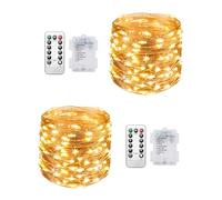 Clearhill Guirlandes Lumineuses Féeriques Lot de 2,10 m (32,8 pi) 100 LED,Guirlandes Scintillantes sur Piles (Non incluses) avec Télécommande,8 Modes,Minuterie et Gradation,pour Déco de Noël