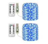 Clearhill Guirlandes lumineuses USB Lot de 2, 10M 100LED Fil de cuivre Bleu, télécommande, 8 modes, minuterie et variateur, décoration intérieure extérieure Noël chambre
